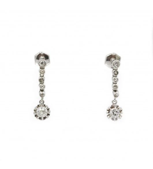 Boucles d'oreilles - Or. Platine & Diamants