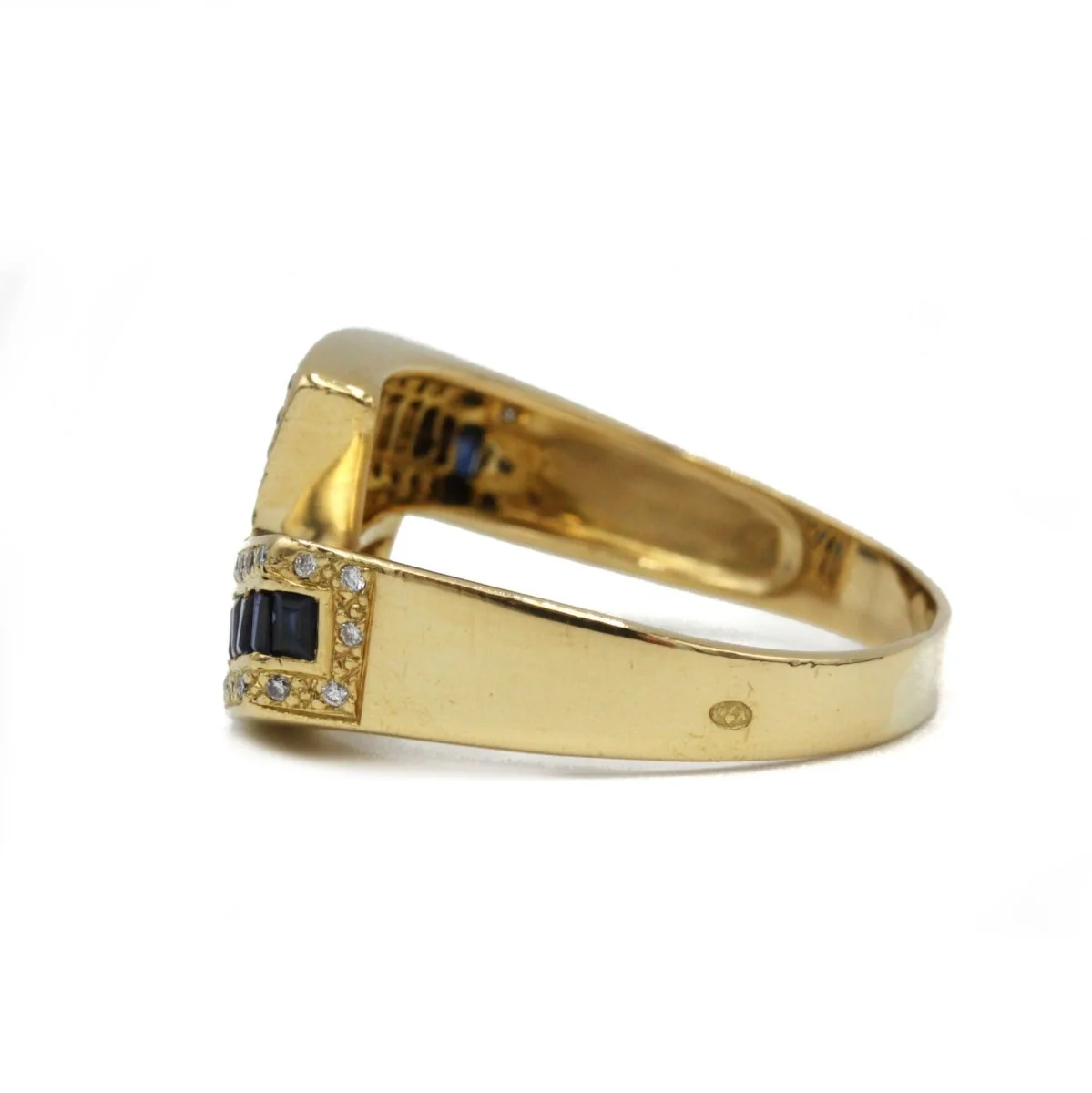Bague en or jaune, saphirs et diamants - Image 4