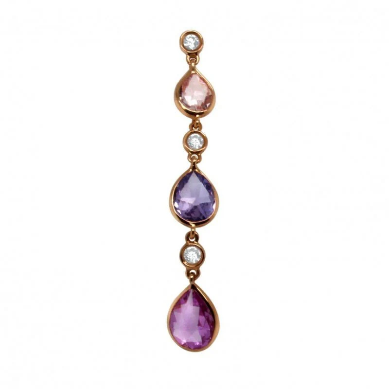 Boucles d'oreilles or rose saphirs diamants - Image 3