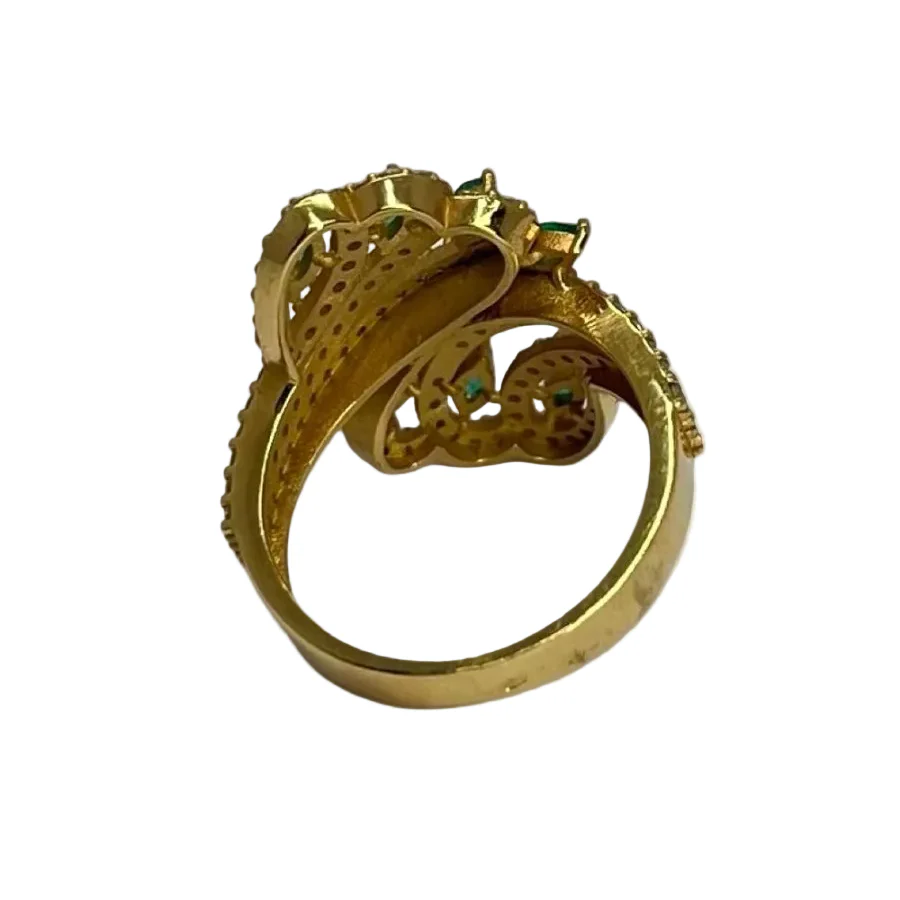 Bague Cocktail en or rose, émeraudes et diamants - Image 4