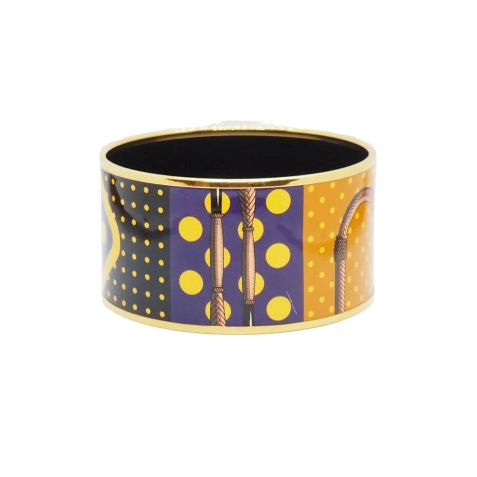Bracelet Manchette HERMÈS en métal doré émaillé
