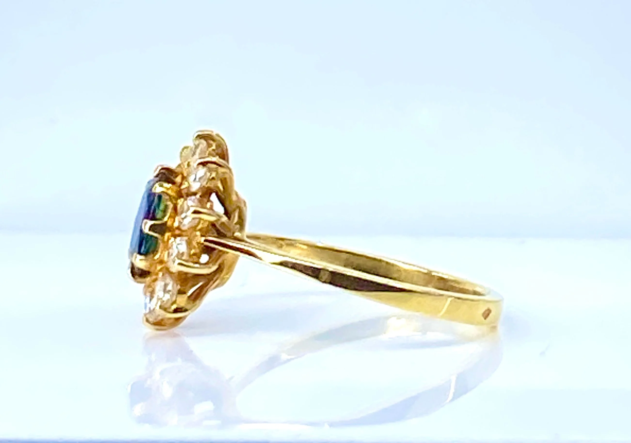Bague marguerite en or jaune 18 carats, saphir et diamants - Image 6