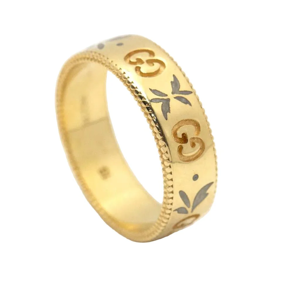 Bague Alliance GUCCI "Icon Blossom" en or jaune et émail. - Image 2