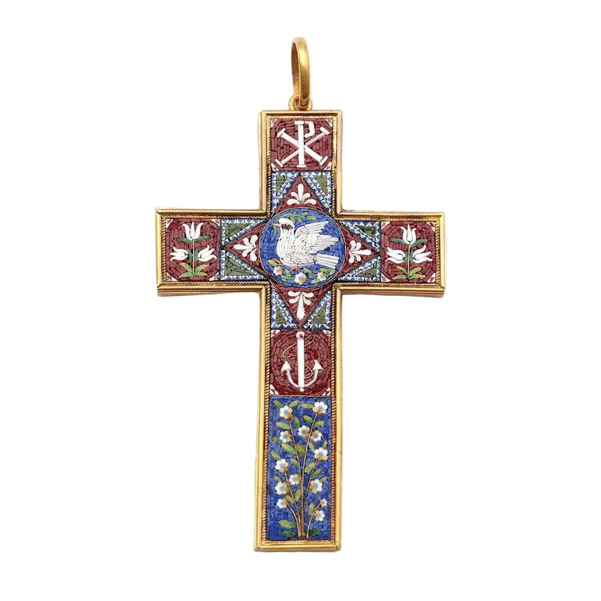 Pendentif en or jaune et mosaïques