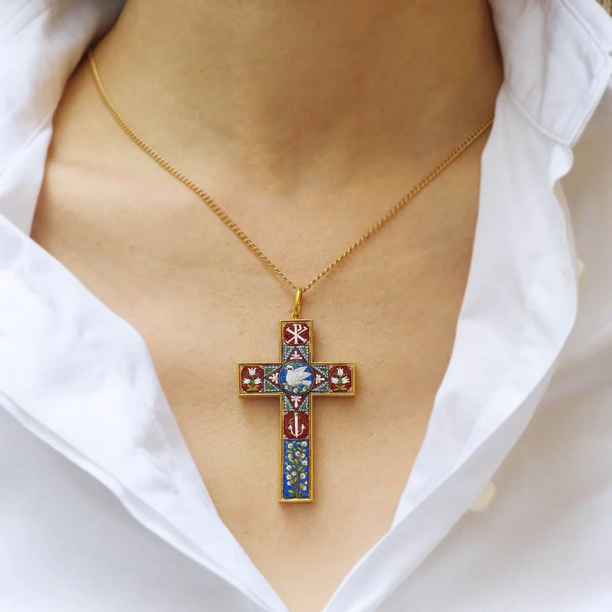 Pendentif en or jaune et mosaïques - Image 2