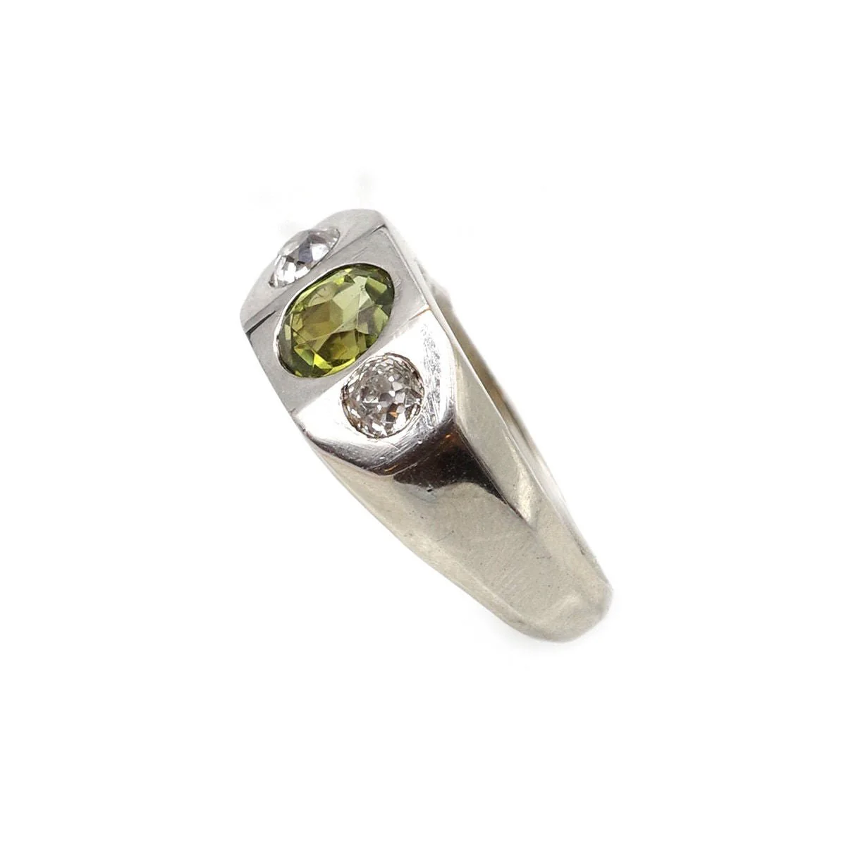 Bague Chevalière en or blanc, tourmaline et diamants - Image 3