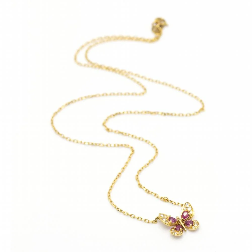 Collier papillon en diamant et rubis - Image 2