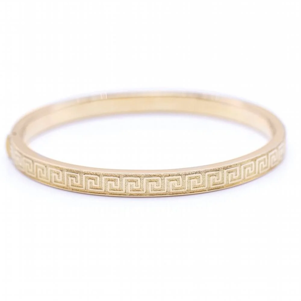 Bracelet rigide en or jaune style grec - Image 3