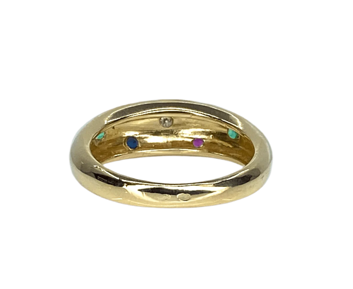 Bague Jonc en or jaune, rubis, émeraudes, saphirs et diamant - Image 4