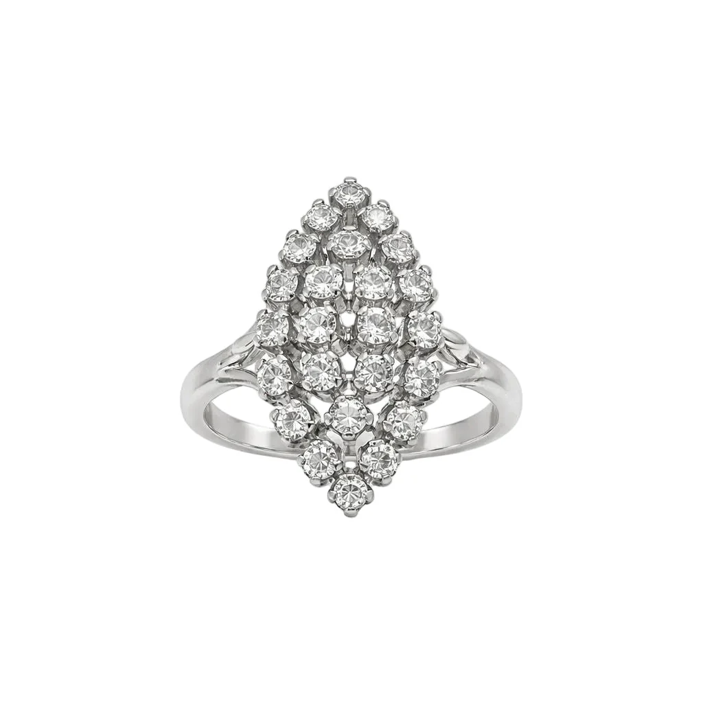 Bague Marquise en or blanc et diamants