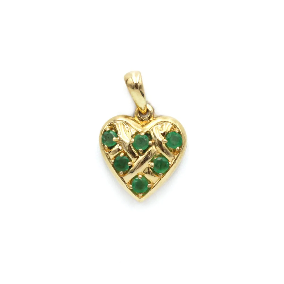 Pendentif Coeur - Or jaune et émeraudes