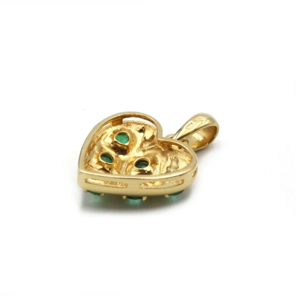 Pendentif Coeur - Or jaune et émeraudes - Image 2