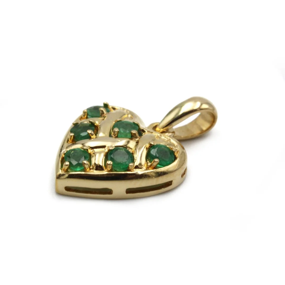 Pendentif Coeur - Or jaune et émeraudes - Image 3