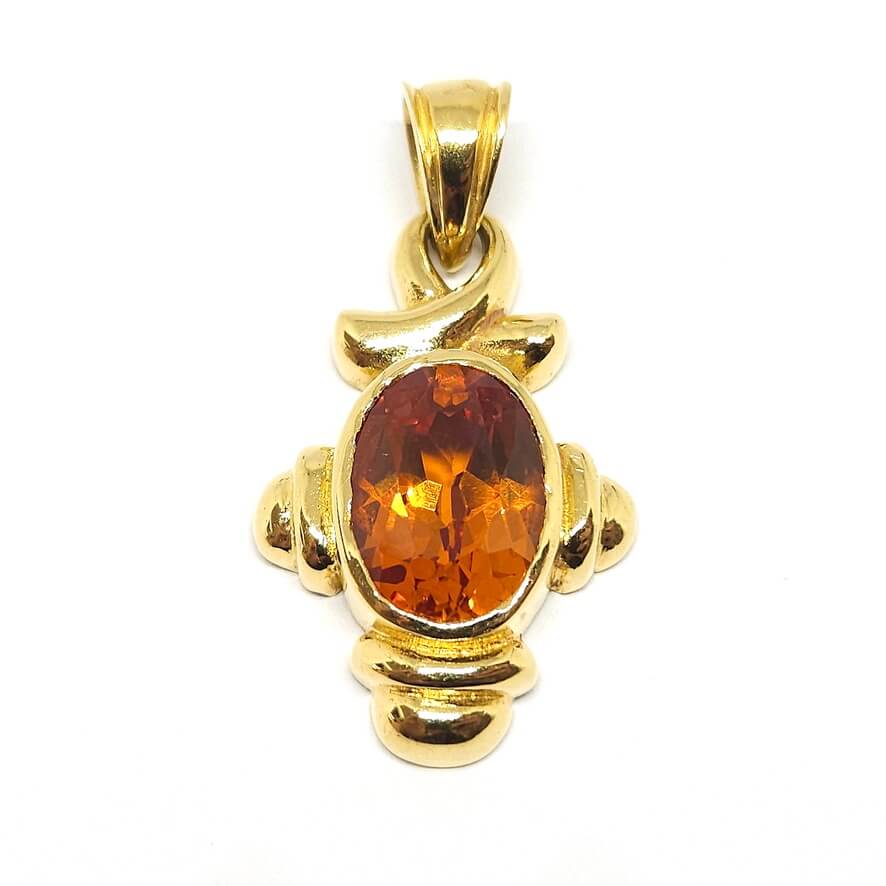 Pendentif vintage citrine or jaune 18 carats
