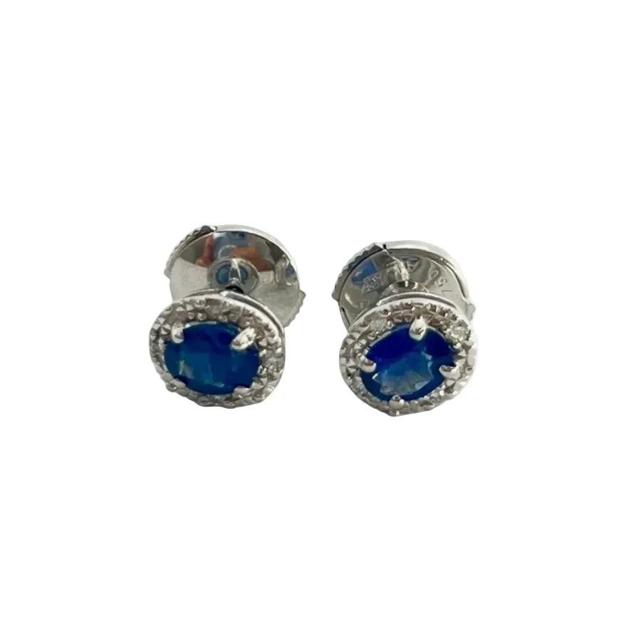 Boucles d'oreilles Puces en or blanc et saphir