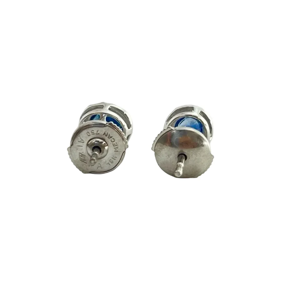Boucles d'oreilles Puces en or blanc et saphir - Image 3
