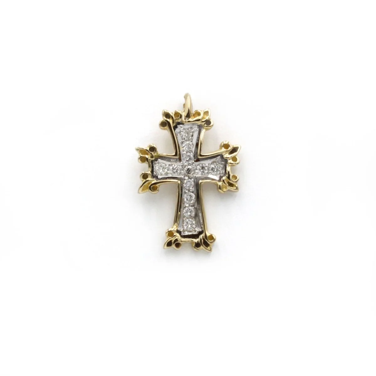 Pendentif Croix - Deux ors & Diamants