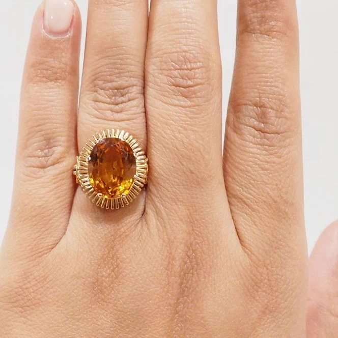 Bague vintage en or jaune et citrine ovale - Image 2