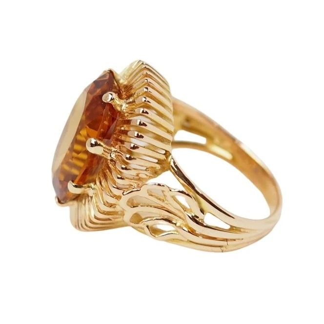 Bague vintage en or jaune et citrine ovale - Image 5