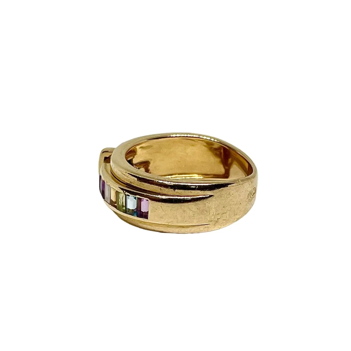 Bague Bandeau GUY LAROCHE "Ceinture" en or jaune, améthyste, topazes, péridots et citrines - Image 2