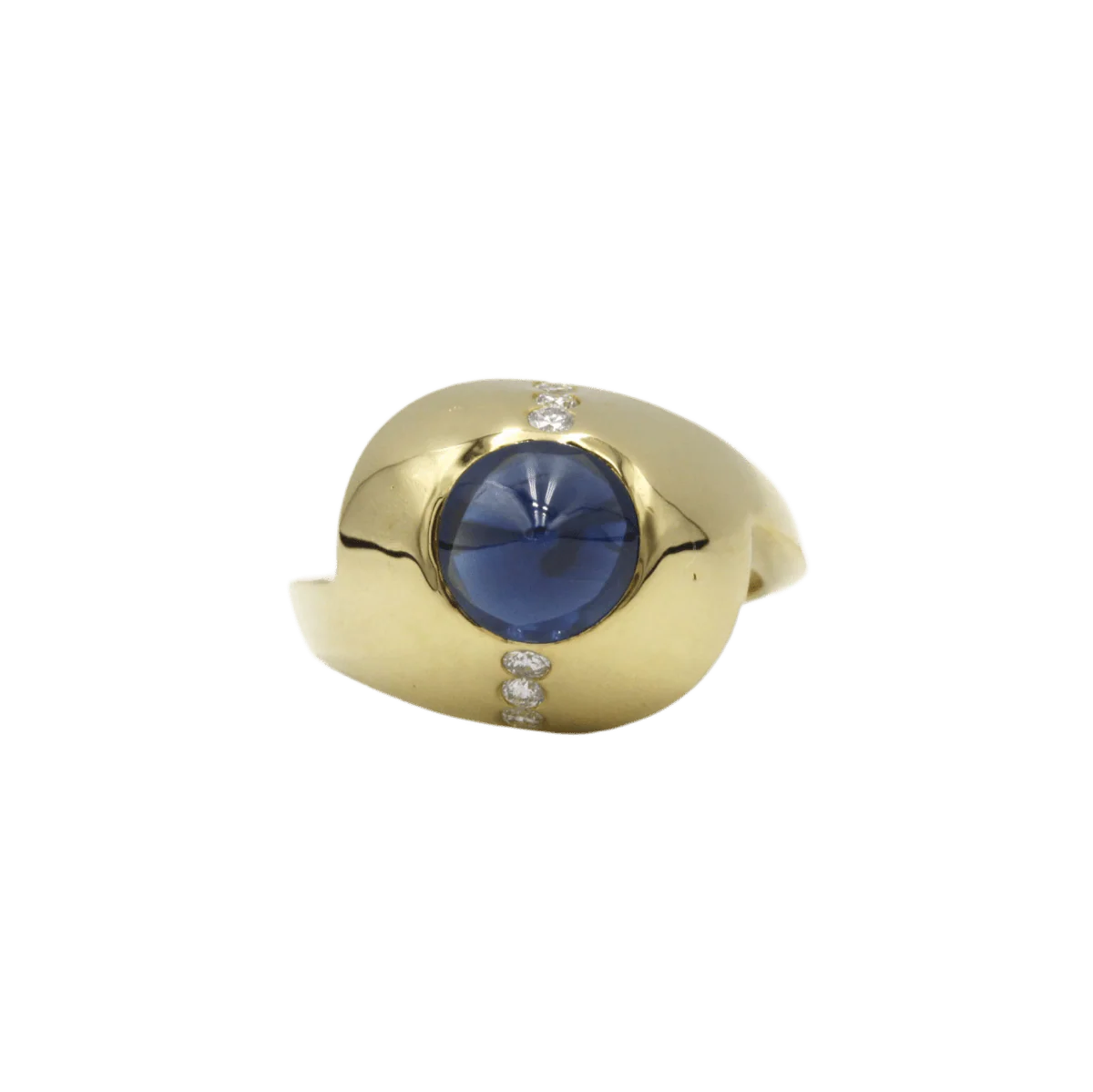 Bague Dôme en or jaune, saphir et diamants
