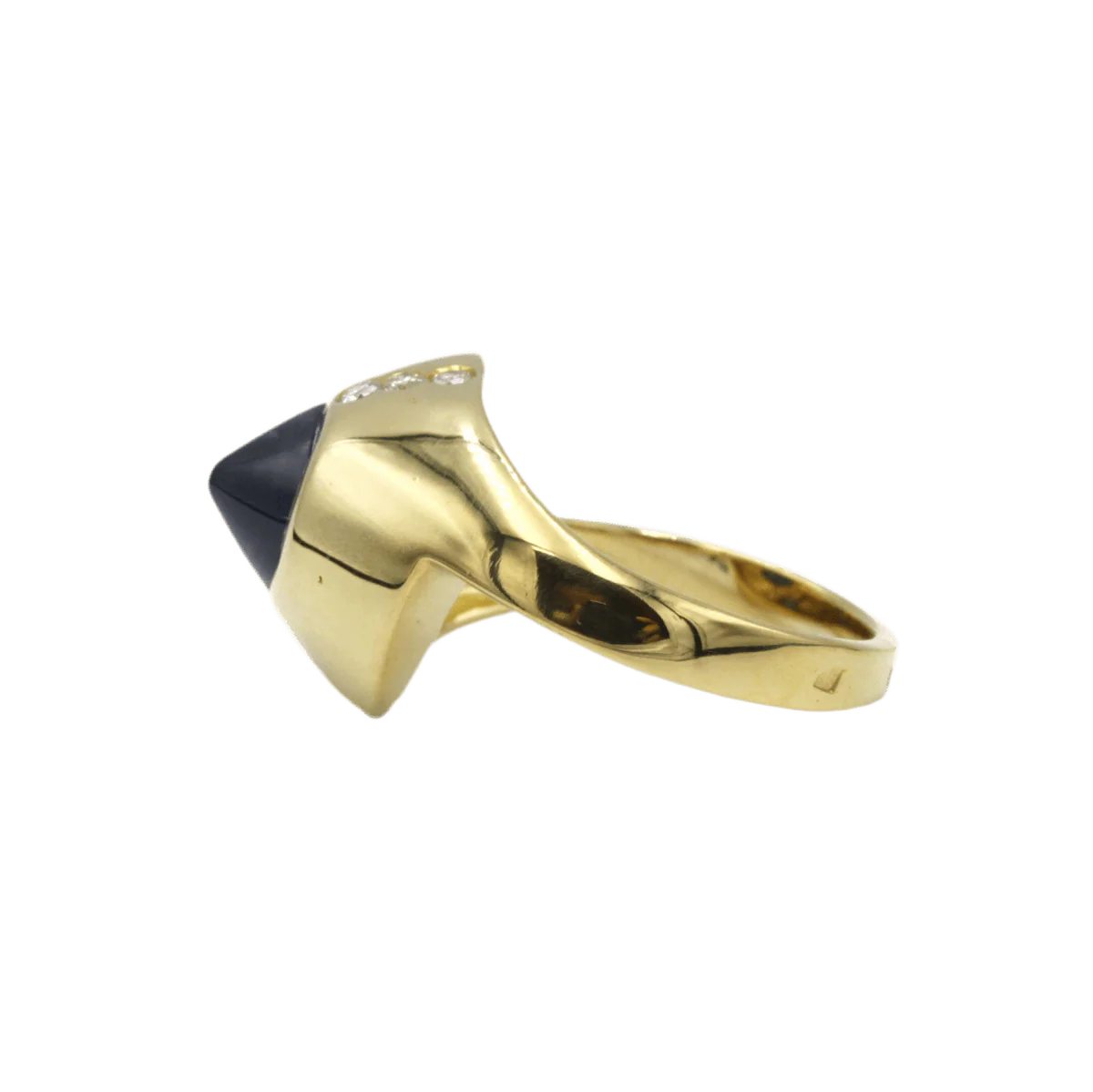 Bague Dôme en or jaune, saphir et diamants - Image 2