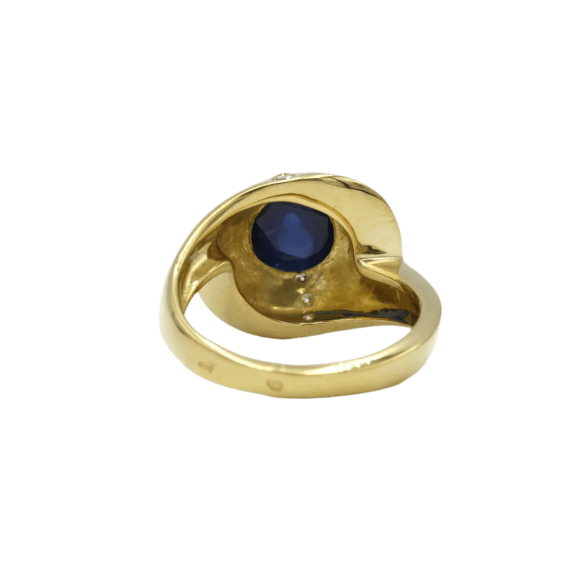 Bague Dôme en or jaune, saphir et diamants - Image 3