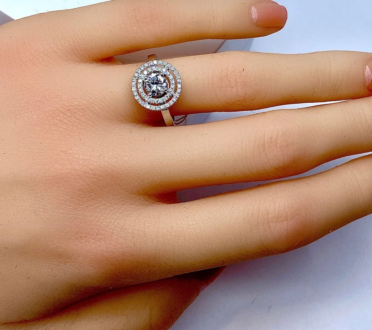 Bague en or blanc 18 carats, diamant couleur E - Image 13