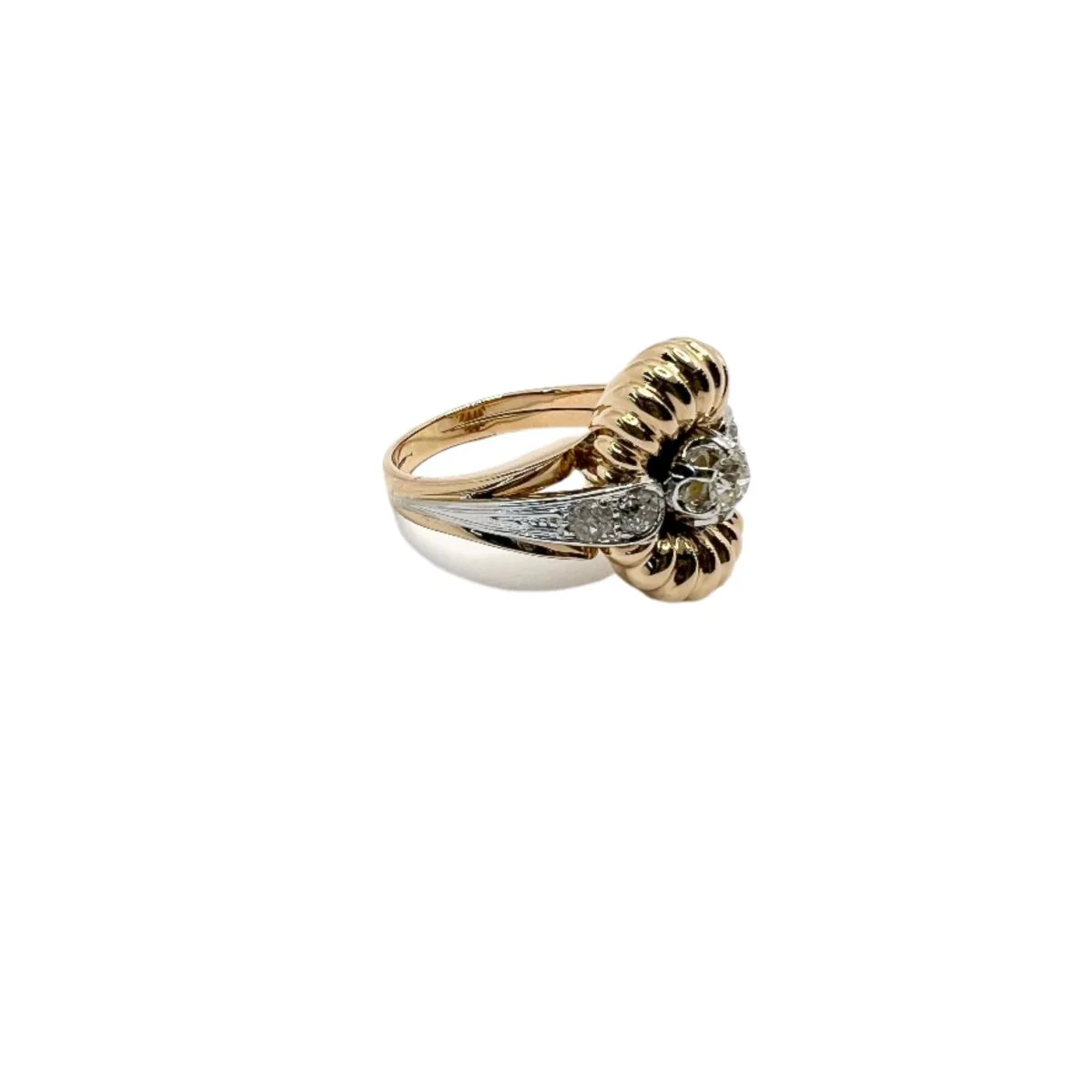 Bague en or jaune et blanc avec diamants - Image 2