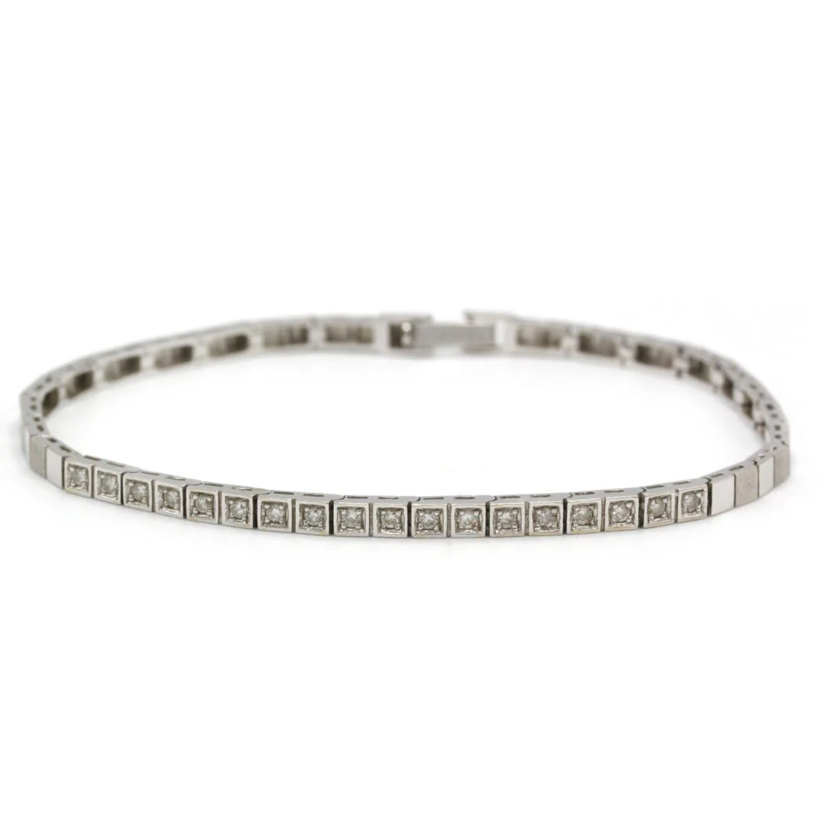 Bracelet Semi-rigide - Or blanc et Diamants - Image 3