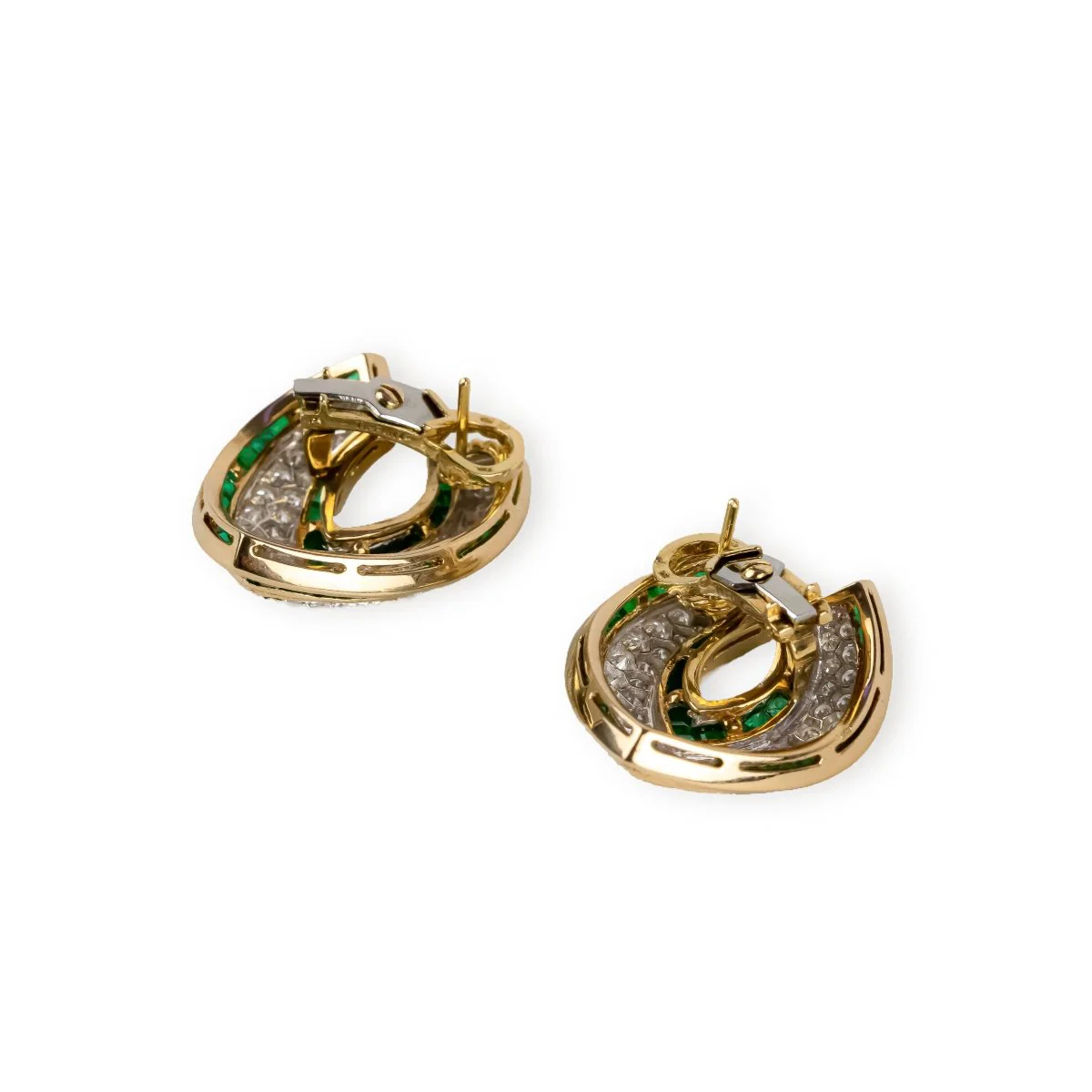 Boucles d'oreilles Clips TIFFANY & CO. en or jaune, émeraudes et diamants - Image 7