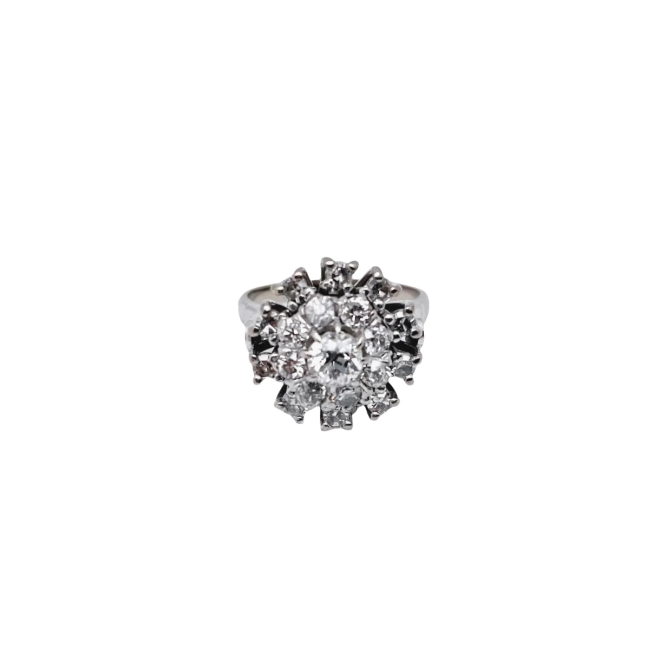 Bague Marguerite double halo diamants en or blanc