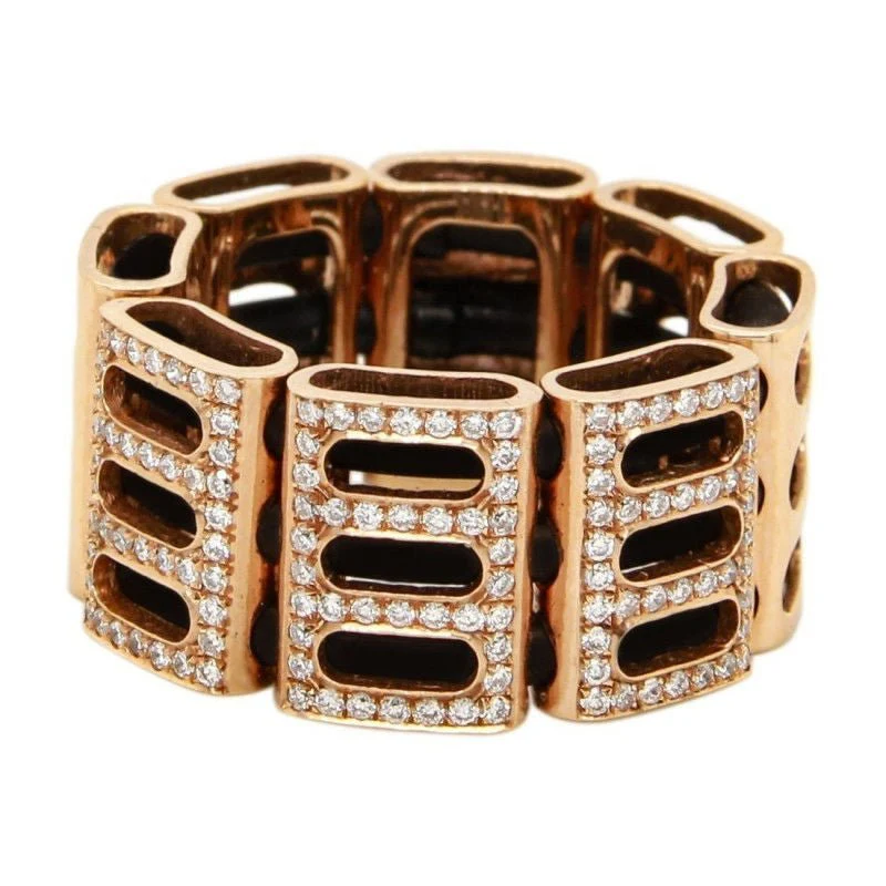 Bague or rose caoutchouc diamants