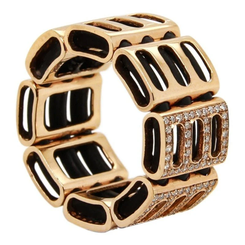 Bague or rose caoutchouc diamants - Image 3
