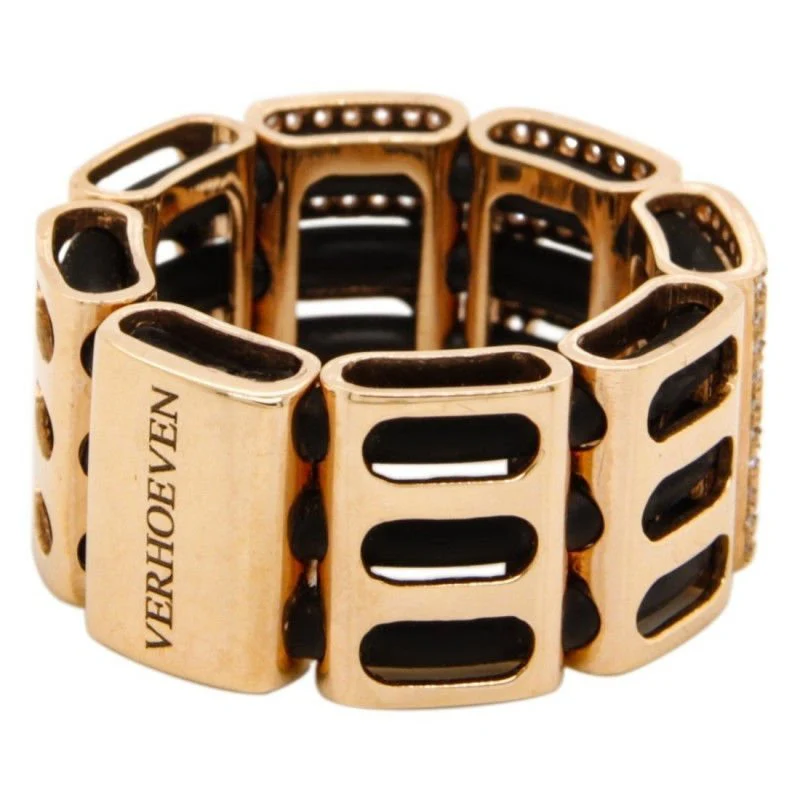 Bague or rose caoutchouc diamants - Image 4