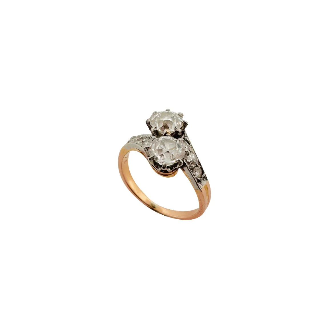 Bague "Toi et Moi" en or rose et platine