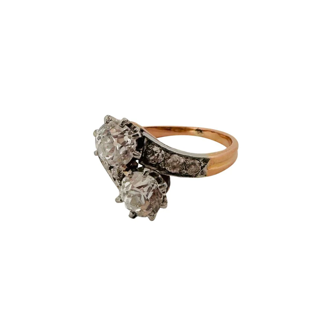 Bague "Toi et Moi" en or rose et platine - Image 2