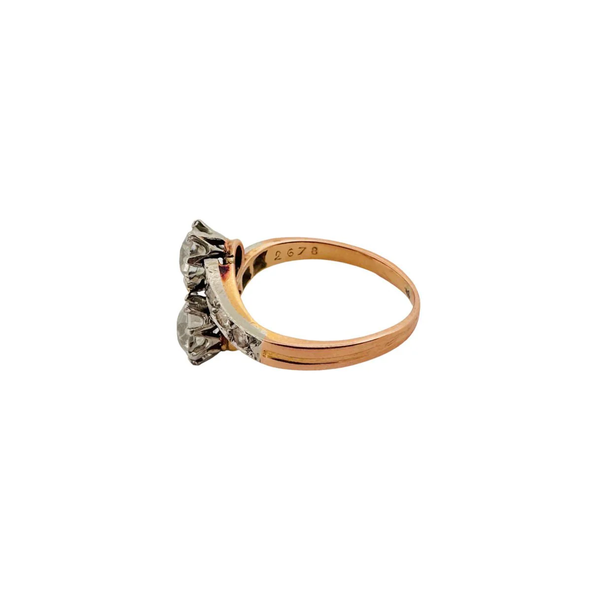 Bague "Toi et Moi" en or rose et platine - Image 3