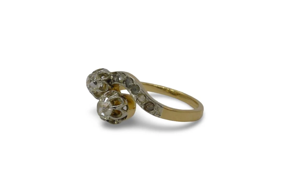 Bague Toi & Moi Or et diamants Vintage - Image 5