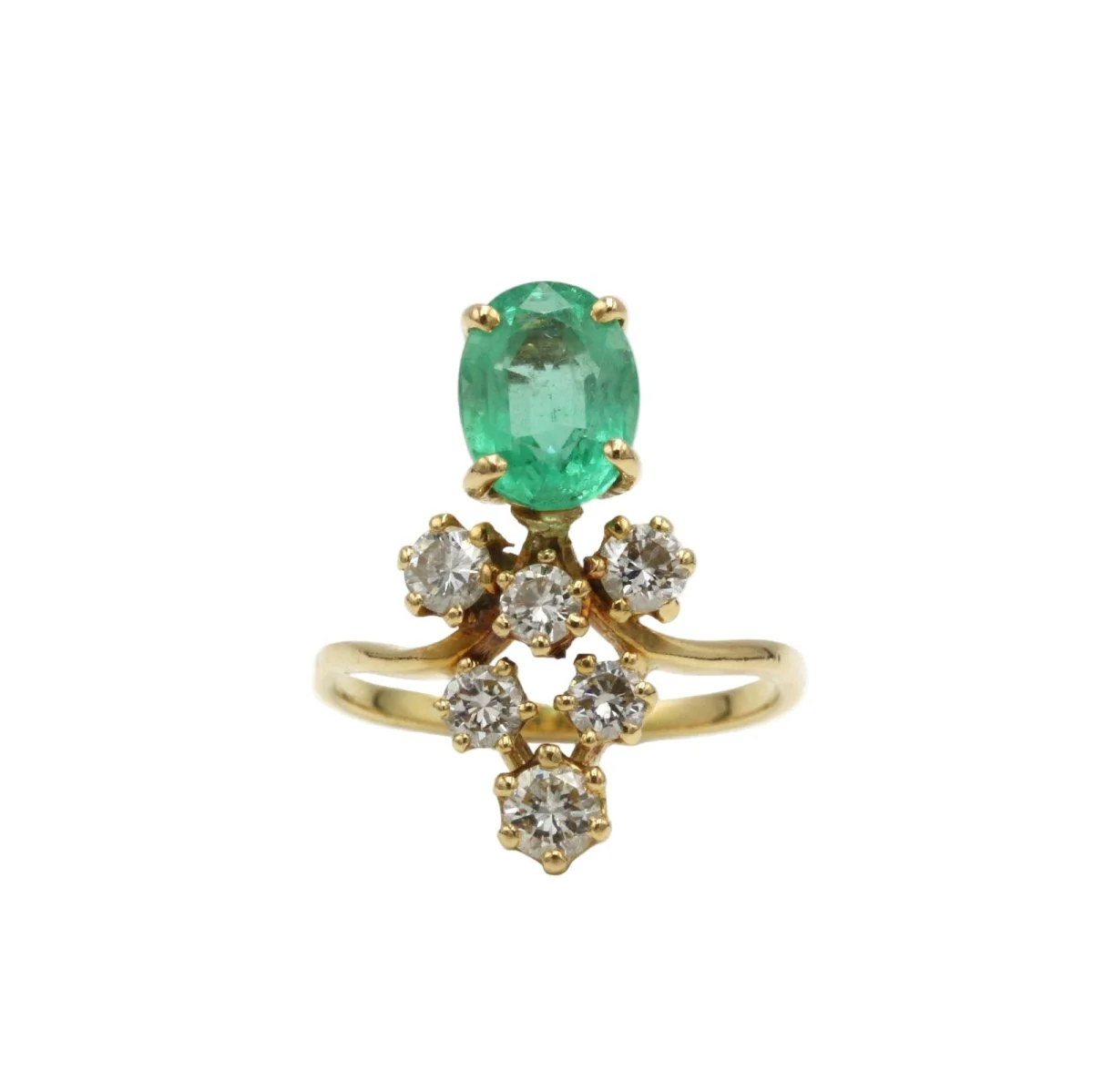Bague Duchesse - Or jaune, Emeraude & Diamants