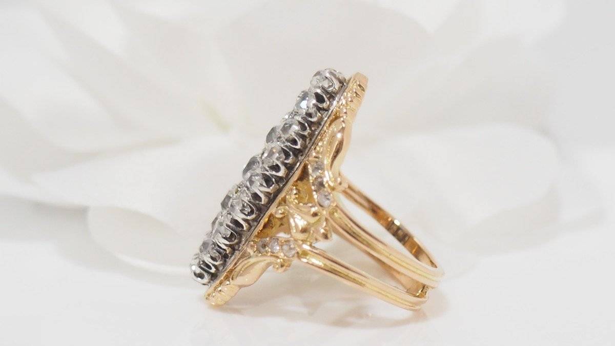 Bague marquise en or jaune et diamants - Image 6