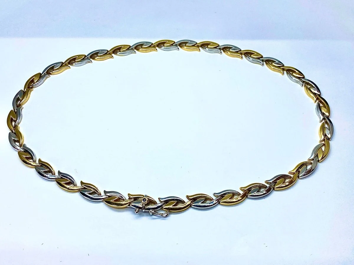 Collier et bracelet en or jaune et blanc 18 carats formant parure - Image 2