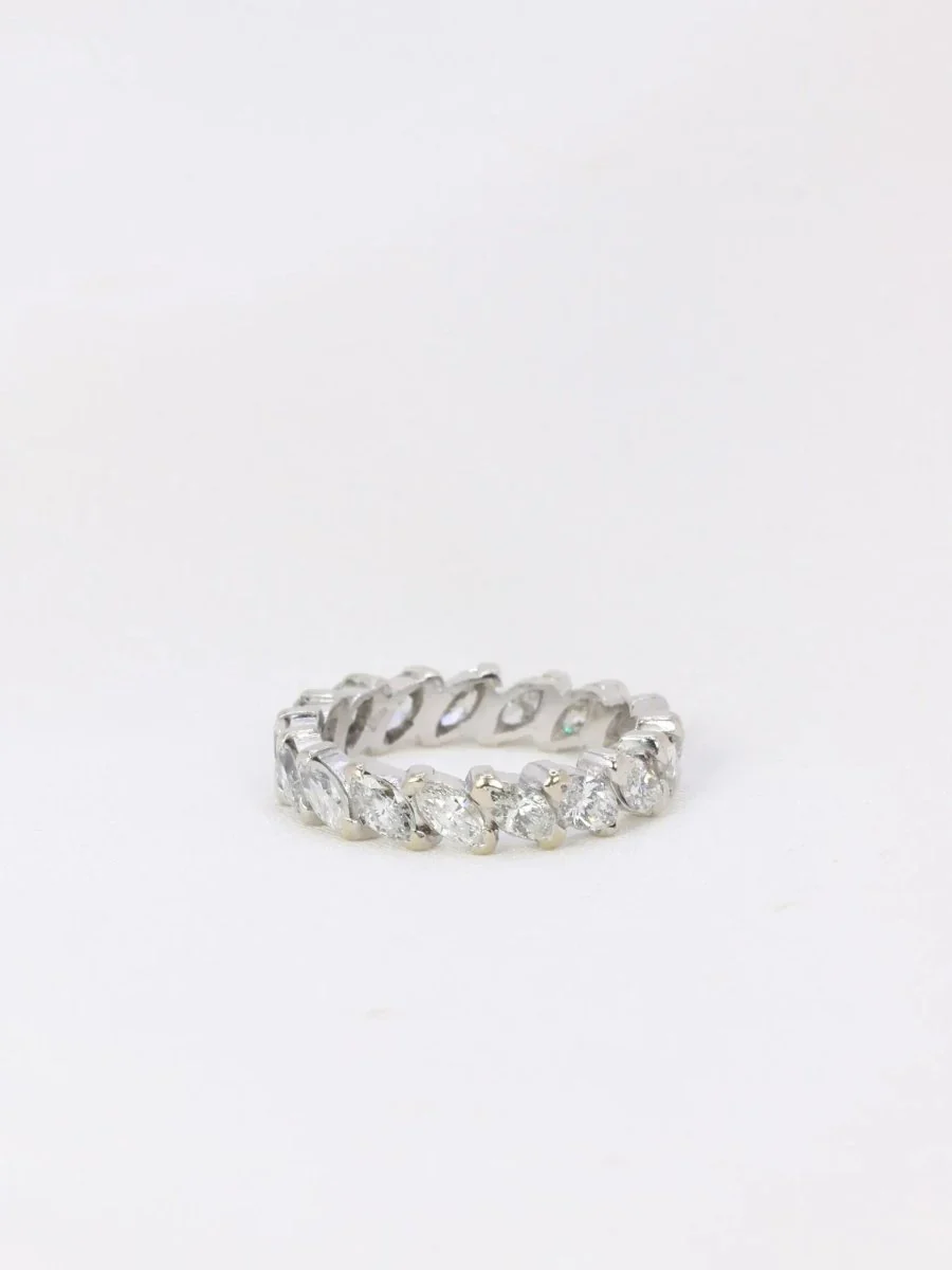 Alliance américaine en or blanc et diamants navette 2,55 ct - Image 5