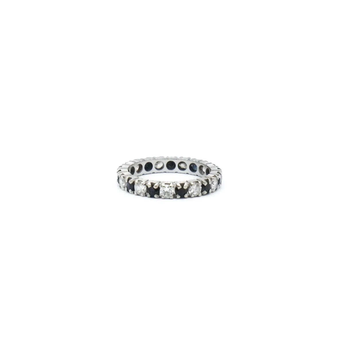 Bague Alliance en or blanc, saphirs et diamants