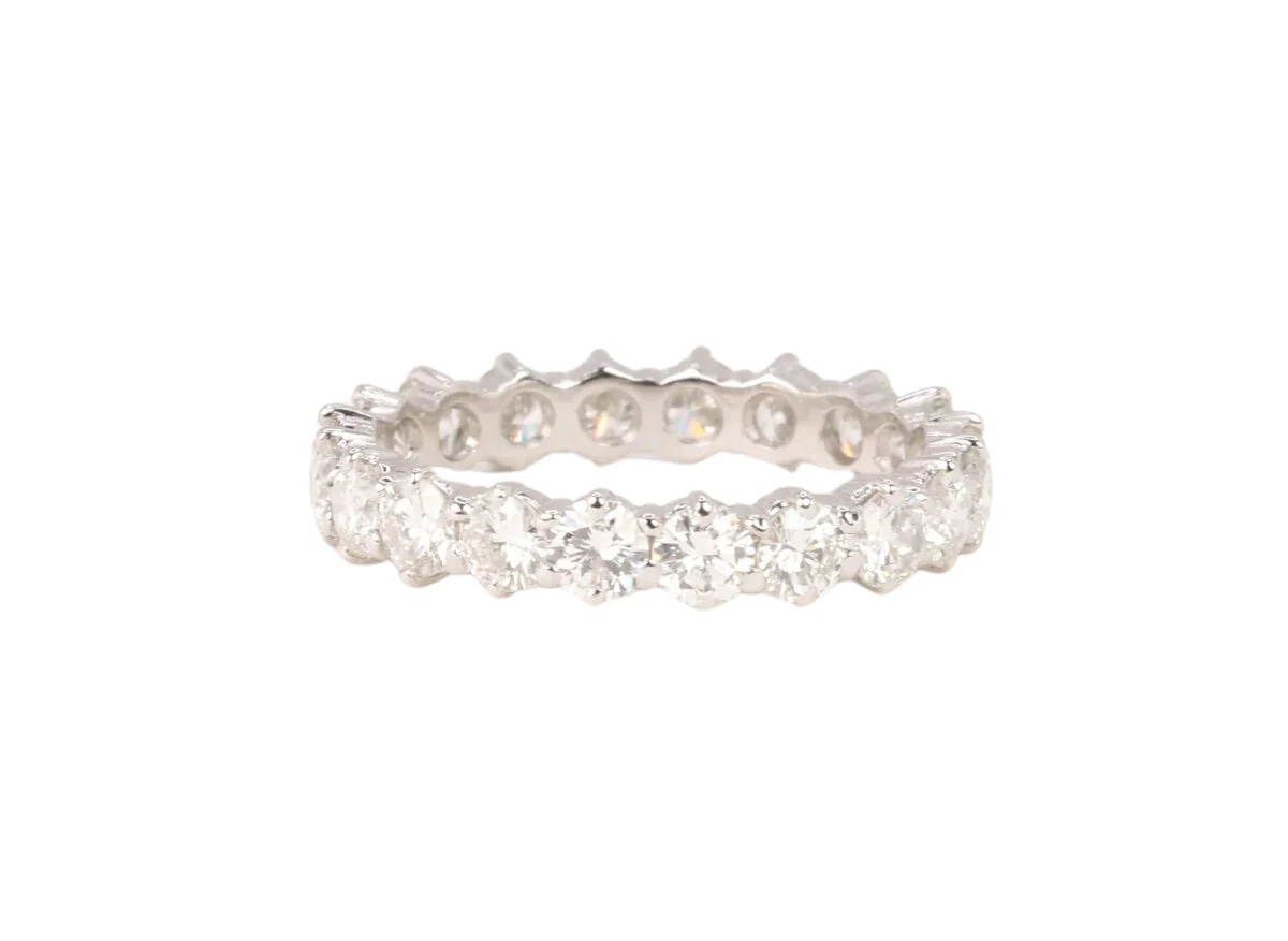 Alliance américaine vintage en or blanc et diamants