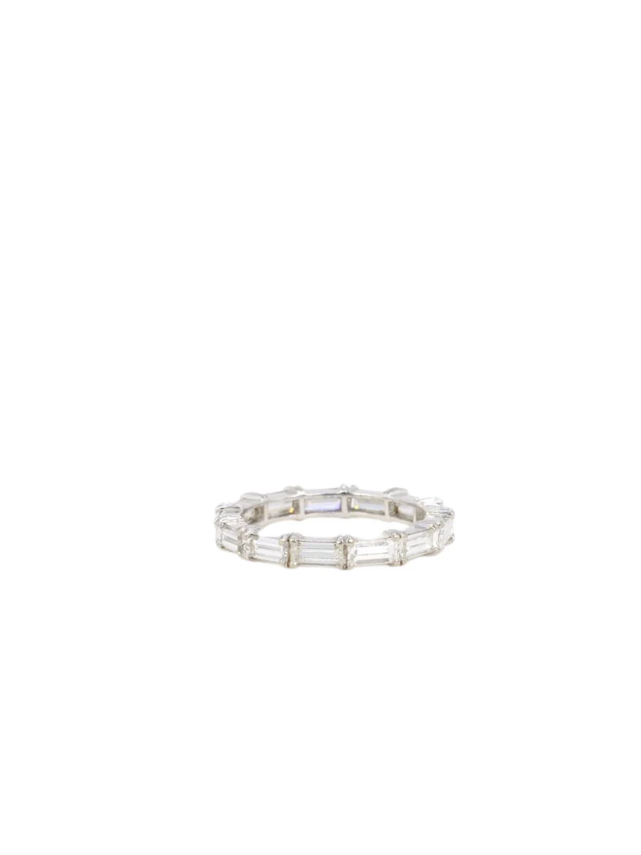 Alliance américiane en or blanc et diamants taille baguette - Image 4