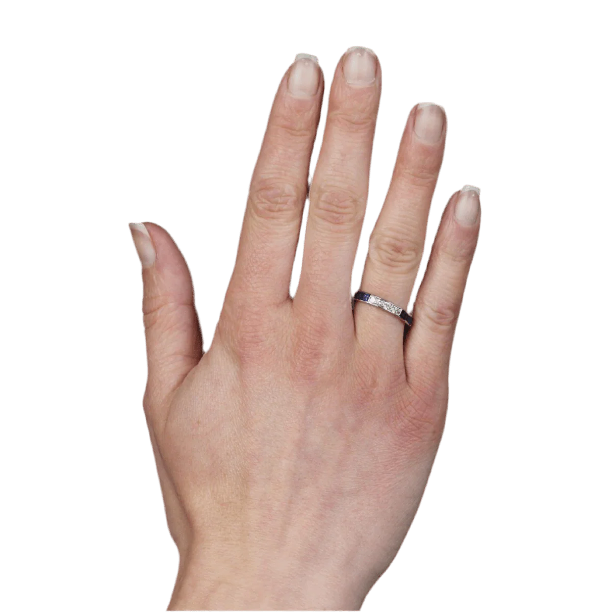 Bague Alliance en platine, saphirs et diamants - Image 2