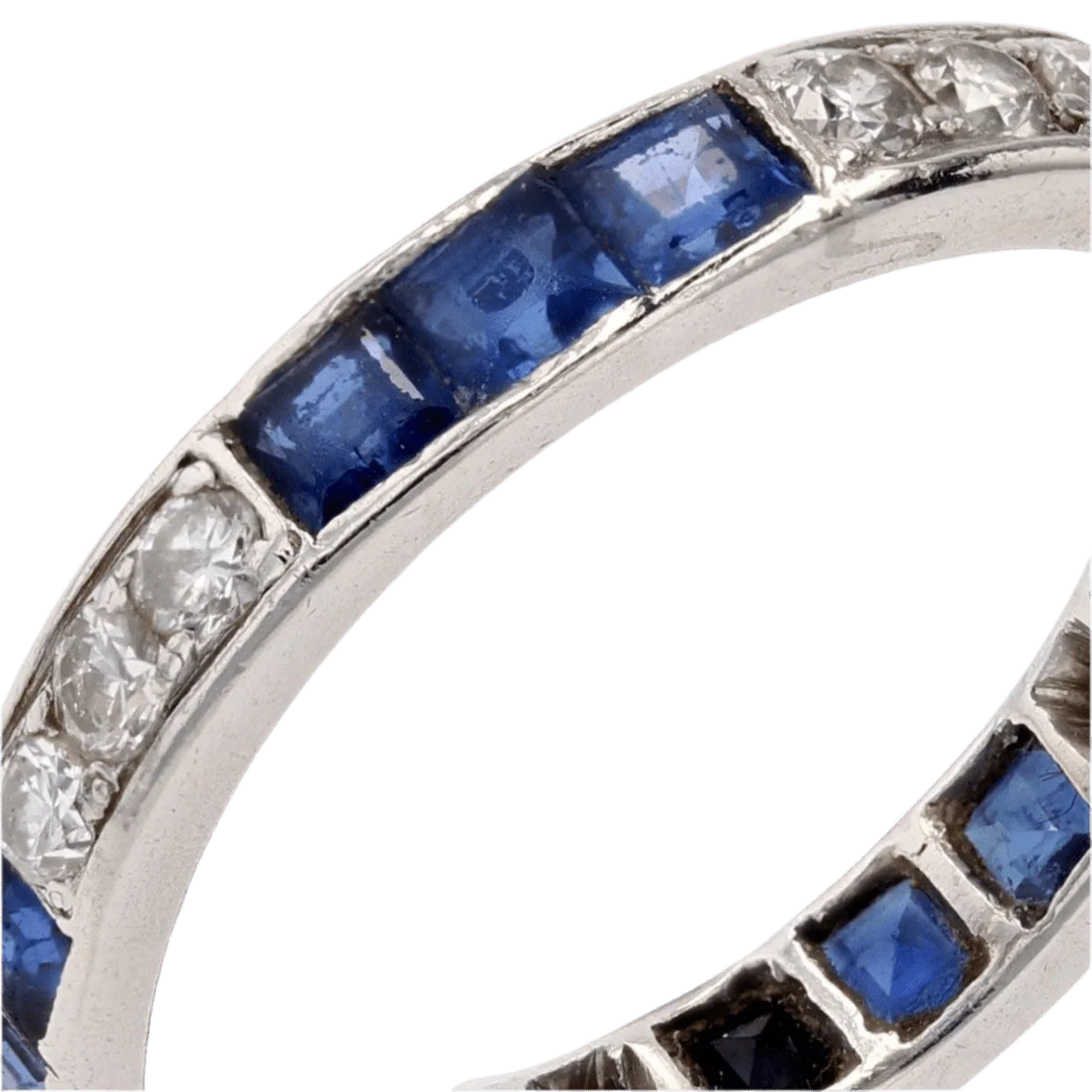 Bague Alliance en platine, saphirs et diamants - Image 3