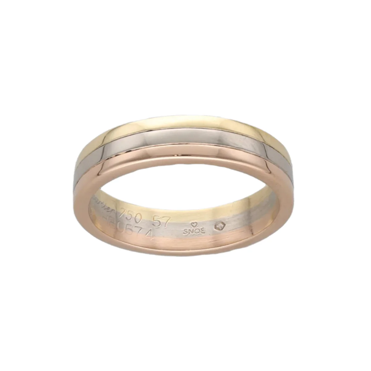 Bague Alliance CARTIER "Vendôme" en or jaune, blanc et rose
