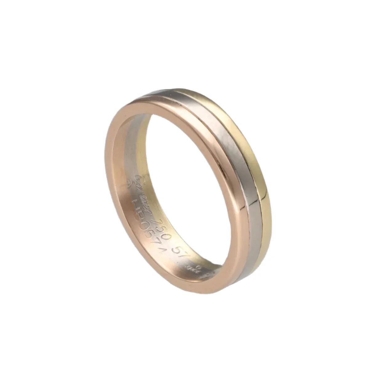 Bague Alliance CARTIER "Vendôme" en or jaune, blanc et rose - Image 3